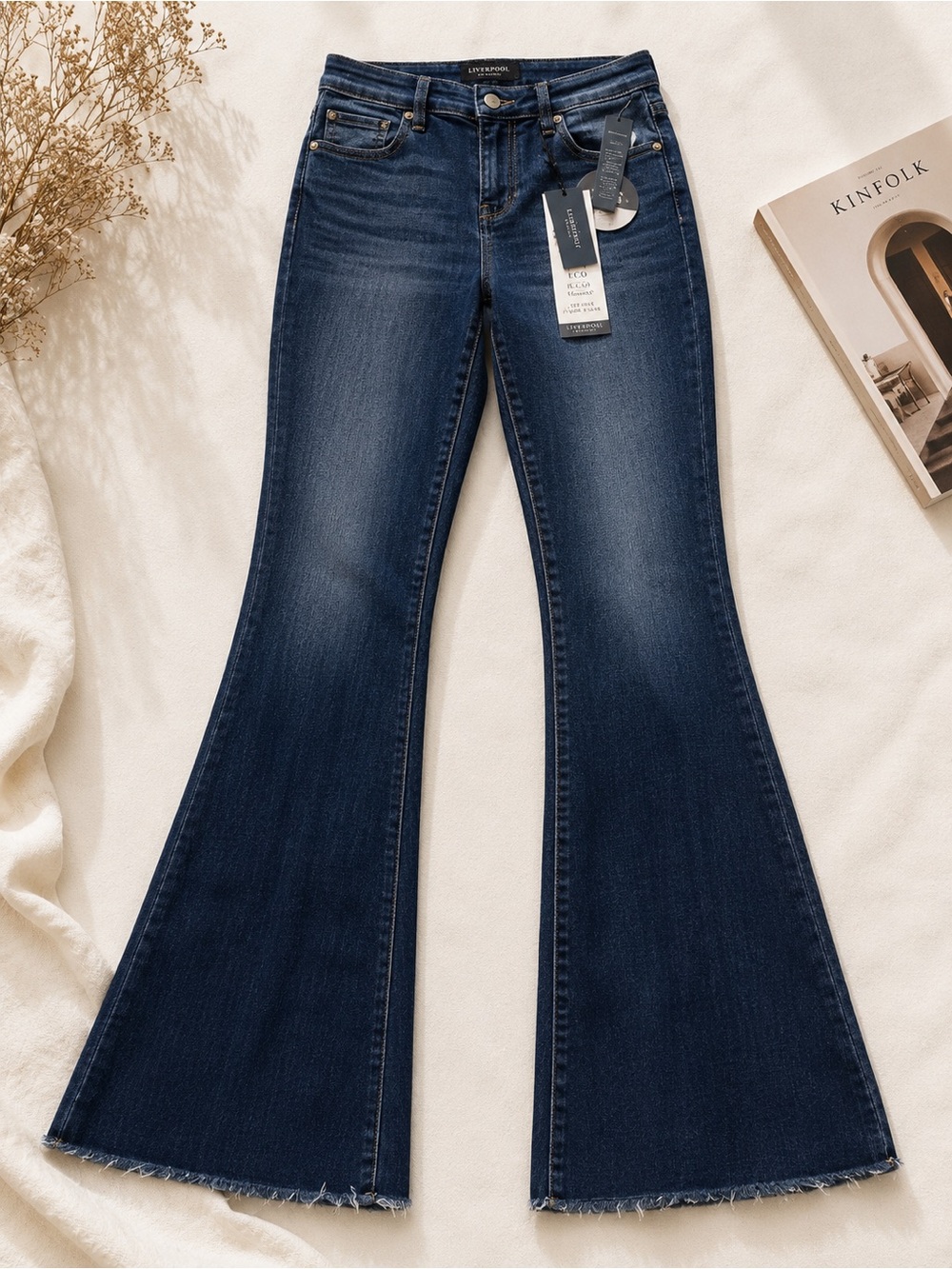 Liverpool Women's Dark Wash Flare Jeans - Deep Blue
